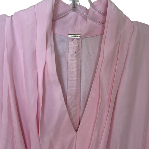 ADAM LIPPES - Pleated Draped Silk-Crepe Midi Dress in Baby Pink - Est Size XS, 0 - Picture 14 of 17
